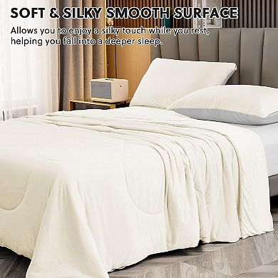 Cooling Comforter Queen Size, Beige Summer Cooling Blanket for Hot Sleepers and Night Sweats