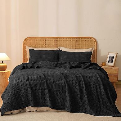 Cotton Waffle Weave Blanket Queen Size for Bed, Soft Lightweight & Breathable for Spring and Summer
