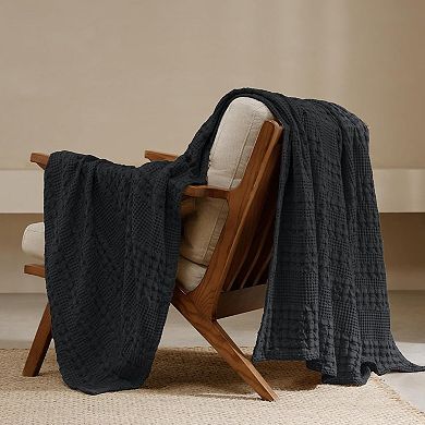 Cotton Waffle Weave Blanket Queen Size for Bed, Soft Lightweight & Breathable for Spring and Summer