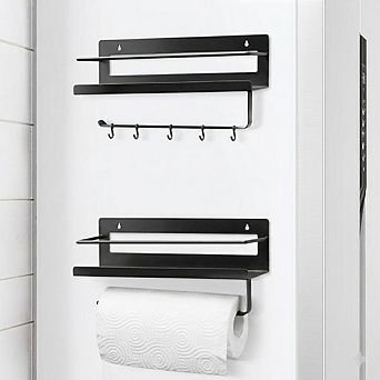 Magnetic Spice Rack Organizer with Paper Towel Holder for Refrigerator