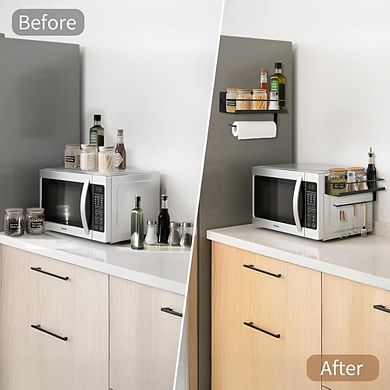 Magnetic Spice Rack Organizer with Paper Towel Holder for Refrigerator