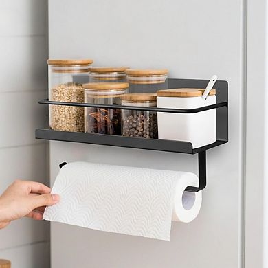 Magnetic Spice Rack Organizer with Paper Towel Holder for Refrigerator