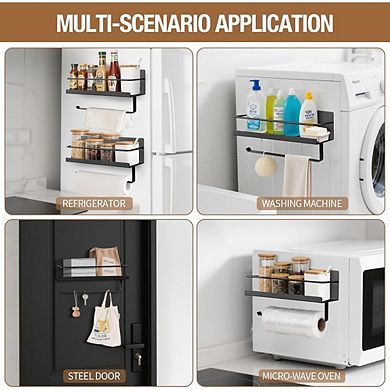 Magnetic Spice Rack Organizer with Paper Towel Holder for Refrigerator