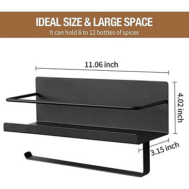 Magnetic Spice Rack Organizer with Paper Towel Holder for Refrigerator
