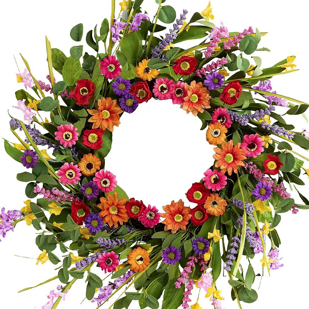 Artificial Spring Wreath 22 Inch Summer Wreaths for Front Door Spring ...