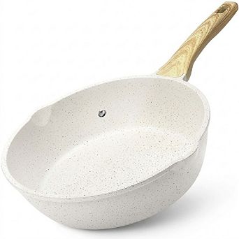 Nonstick Deep Frying Pan with Lid, 9.5" Granite Induction Safe Skillet