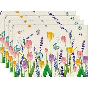 Spring Placemats for Dining Table, 12 x 18 Inch Summer Seasonal Holiday Decoration Rustic Vintage