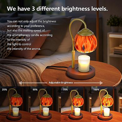 Candle Warmer Lamp Red Height-Adjustable Vintage Timer 4 Dimmer Settings Jar Compatible Festive Home