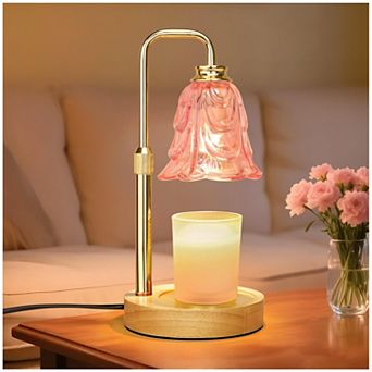 Candle Warmer Lamp With Timer Dimmer Adjustable Height Pink Tulip Wax Melter Flameless Electric Home