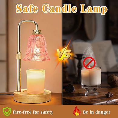 Candle Warmer Lamp With Timer Dimmer Adjustable Height Pink Tulip Wax Melter Flameless Electric Home