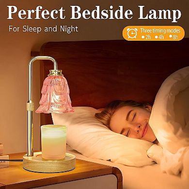Candle Warmer Lamp With Timer Dimmer Adjustable Height Pink Tulip Wax Melter Flameless Electric Home