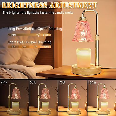 Candle Warmer Lamp With Timer Dimmer Adjustable Height Pink Tulip Wax Melter Flameless Electric Home