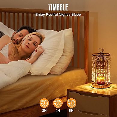 Crystal Wax Melt Lamp with Timer Dimmer 2 Bulbs Electric Candle Warmer for Bedroom Home Decor