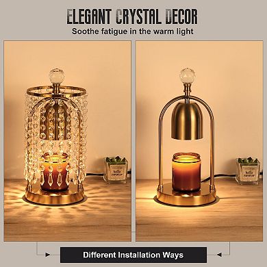 Crystal Wax Melt Lamp with Timer Dimmer 2 Bulbs Electric Candle Warmer for Bedroom Home Decor