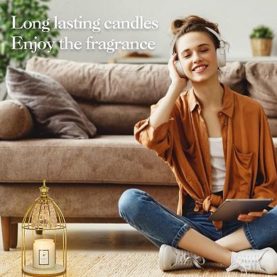 Candle Warmer Lamp Vintage Wax Melter with Timer Adjustable Brightness Metal Wooden Base Glass