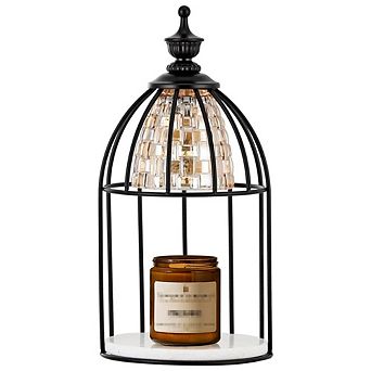 Candle Warmer Lamp Vintage Wax Melter with Timer Adjustable Brightness Metal Wooden Base Glass