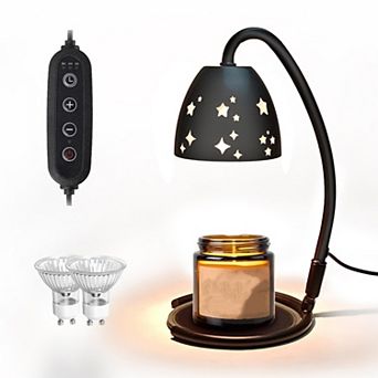 Candle Warmer Lamp Electric Metal Foldable Wax Melting for Jar Candles with 2 Bulbs Timer Dimmer