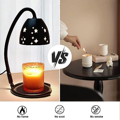 Candle Warmer Lamp Electric Metal Foldable Wax Melting for Jar Candles with 2 Bulbs Timer Dimmer