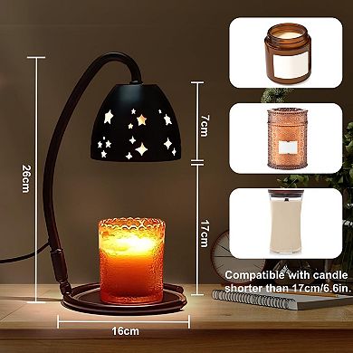 Candle Warmer Lamp Electric Metal Foldable Wax Melting for Jar Candles with 2 Bulbs Timer Dimmer