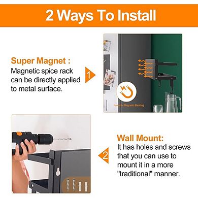Foldable Magnetic Spice Rack Shelf with Paper Towel Holder and Hooks