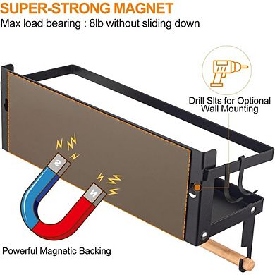 Foldable Magnetic Spice Rack Shelf with Paper Towel Holder and Hooks