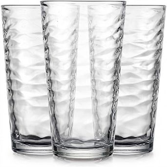 Hammered Glass Set of 6 Durable Cocktail & Water Glasses