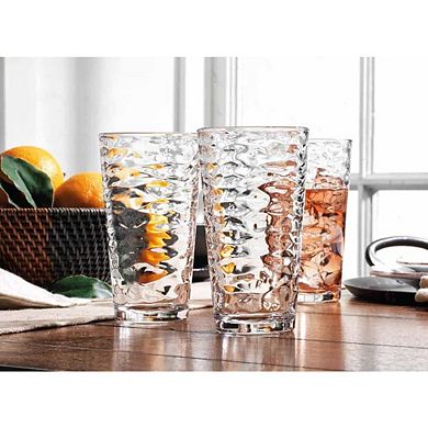 Hammered Glass Set of 6 Durable Cocktail & Water Glasses