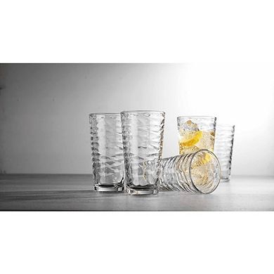 Hammered Glass Set of 6 Durable Cocktail & Water Glasses