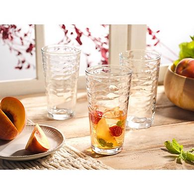 Hammered Glass Set of 6 Durable Cocktail & Water Glasses
