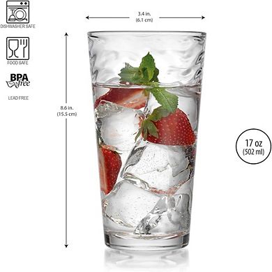 Hammered Glass Set of 6 Durable Cocktail & Water Glasses