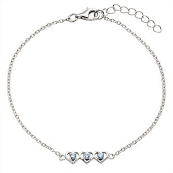 Belinda Jewelz Sterling Silver Dainty Hearts Birthstone Bracelet