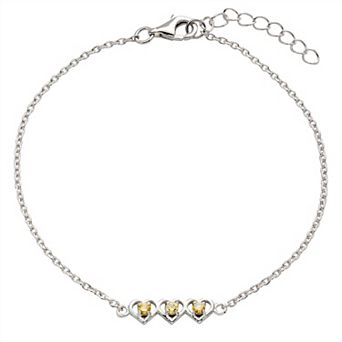 Belinda Jewelz Sterling Silver Dainty Hearts Birthstone Bracelet