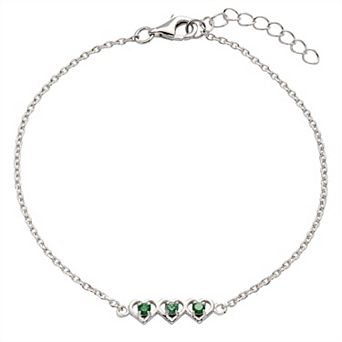 Belinda Jewelz Sterling Silver Dainty Hearts Birthstone Bracelet
