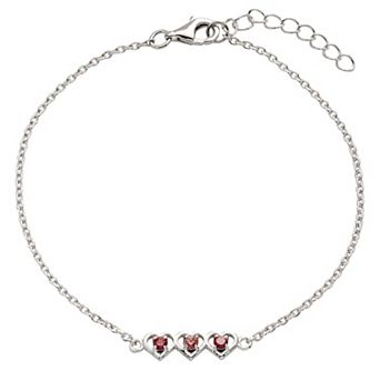Belinda Jewelz Sterling Silver Dainty Hearts Birthstone Bracelet