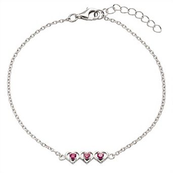 Belinda Jewelz Sterling Silver Dainty Hearts Birthstone Bracelet