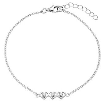 Belinda Jewelz Sterling Silver Dainty Hearts Birthstone Bracelet