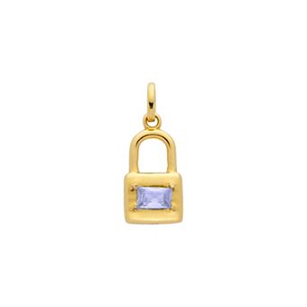 Belinda Jewelz 18k Gold Plated Vermeil Dainty Lock Birthstone Charm