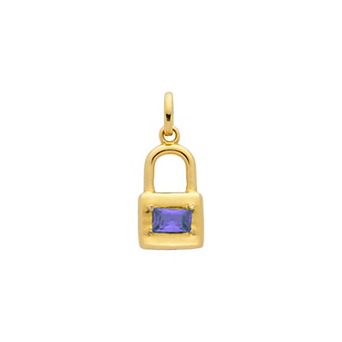 Belinda Jewelz 18k Gold Plated Vermeil Dainty Lock Birthstone Charm
