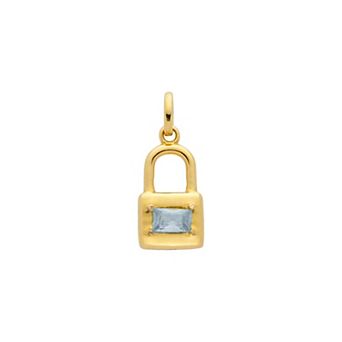 Belinda Jewelz 18k Gold Plated Vermeil Dainty Lock Birthstone Charm
