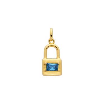 Belinda Jewelz 18k Gold Plated Vermeil Dainty Lock Birthstone Charm