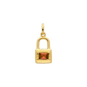 Belinda Jewelz 18k Gold Plated Vermeil Dainty Lock Birthstone Charm