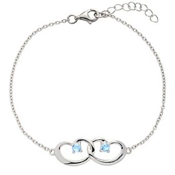 Belinda Jewelz Sterling Silver Interlocking Hearts Birthstone Bracelet