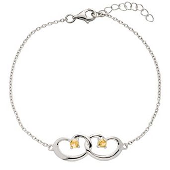 Belinda Jewelz Sterling Silver Interlocking Hearts Birthstone Bracelet