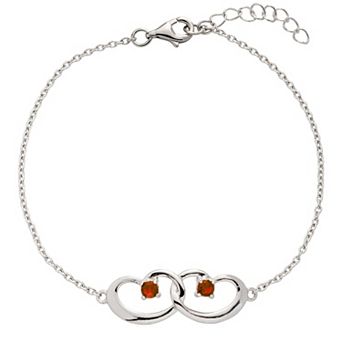 Belinda Jewelz Sterling Silver Interlocking Hearts Birthstone Bracelet