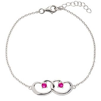 Belinda Jewelz Sterling Silver Interlocking Hearts Birthstone Bracelet