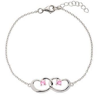 Belinda Jewelz Sterling Silver Interlocking Hearts Birthstone Bracelet