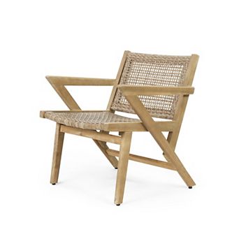 Accent Chairs With Woven Rattan And Wood Frame For Patio And Living Room