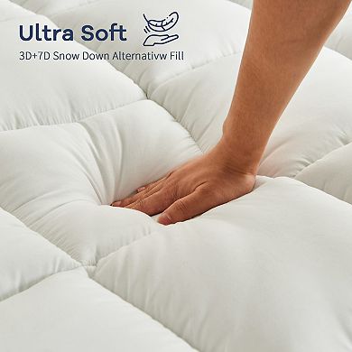 Inhand 4" Memory Foam Mattress Topper, Dual Layer 2" Gel & 2" Cooling Pillow Top Pad for Back Pain