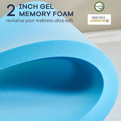 Inhand 4" Memory Foam Mattress Topper, Dual Layer 2" Gel & 2" Cooling Pillow Top Pad for Back Pain