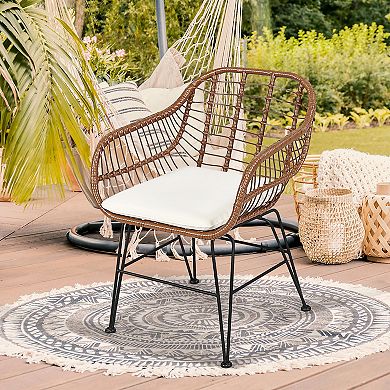 Costway 3PCS Patio Rattan Bistro Set Coffee Table Armchair Garden